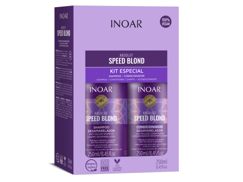 Inoar Speed Blond Duo Kit Pilkinantis, drėkinantis rinkinys šviesiems plaukams 2x250ml